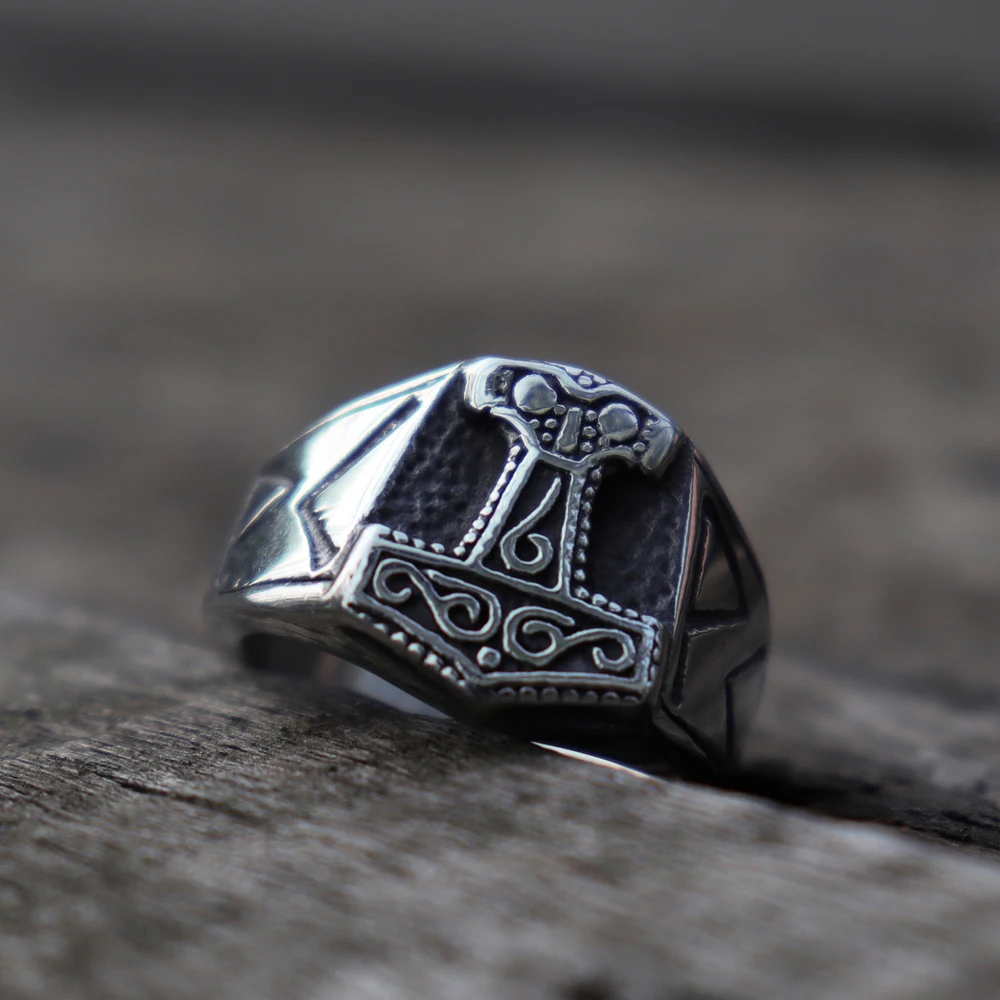 Мужское кольцо из нержавеющей стали Викинг один Mjolnir молот Тора кольца Амулеты