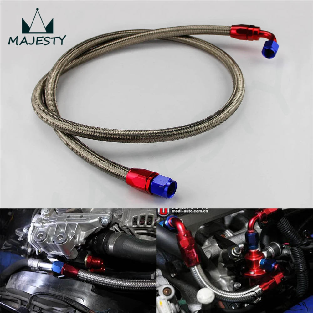 Серебряный 63 &quot8AN нейлоновый стальной Плетеный нефтяной/топливной линии w/фитинг