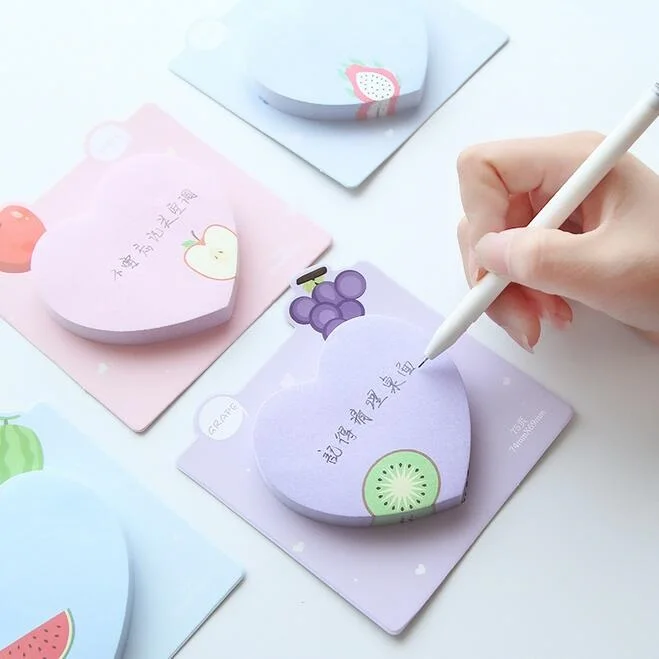 12 упаковок/партия Kawaii сердце фруктовый дизайн удобный блокнот липкий для