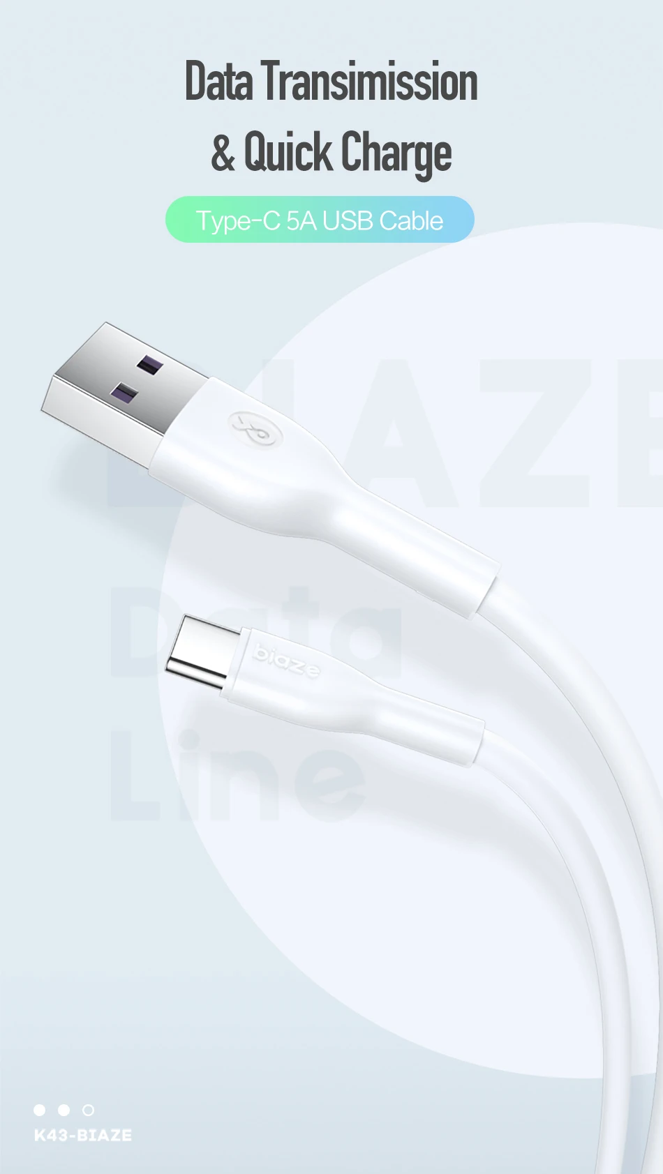 Usb-кабель Biaze 5A type C для huawei P20 Lite Honor V10 USB 3,1 провод для быстрой зарядки кабель для зарядки телефона для Xiaomi Redmi Note 7