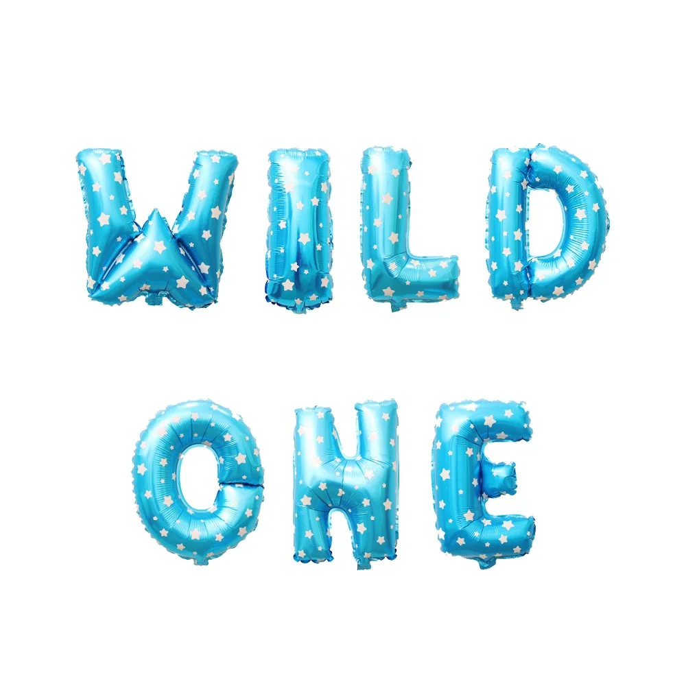 И надписью «WILD ONE» воздушный шар для вечеринки на день рождения вечерние Фольга звездами шарами Детская Игрушка В ванную во-первых украшение на день рождения воздушный шарик воздушные шары - Цвет: Blue