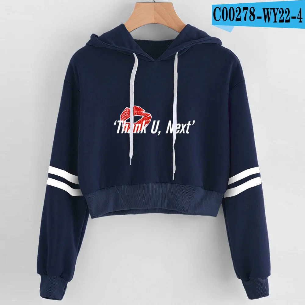navy Ariana Grande Album Толстовки корейский укороченный Топ Толстовка Женская Harajuku розовая укороченная толстовка женская кавайная одежда хип-хоп - Цвет: navy