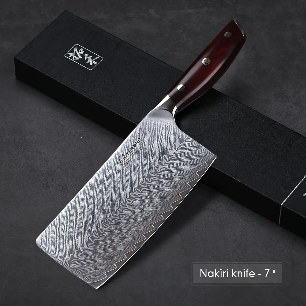 Набор кухонных ножей TURWHO из японской дамасской стали, 6 шт. кухонные ножи Nakiri Chef Santoku, ножи для чистки овощей и фруктов, инструмент для приготовления пищи