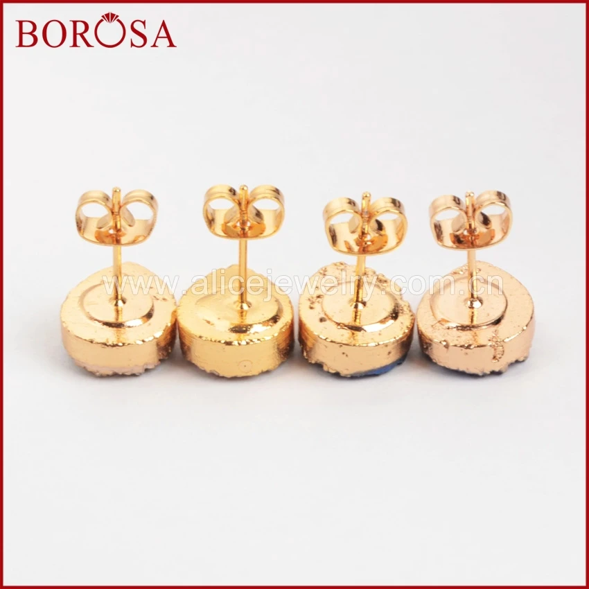 Модные серьги гвоздики BOROSA с каплевидными натуральными кристаллами 1 пара