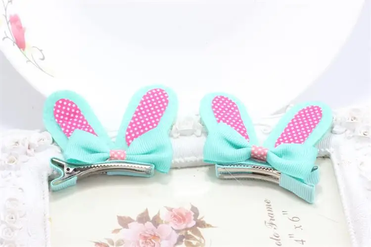 2Pcs New Children's Cute Colorful Dot Bunny Rabbit Ears Hirpin Baby Girls Princess Hair Clips For Children Acessorio De Cabelo T | Детская