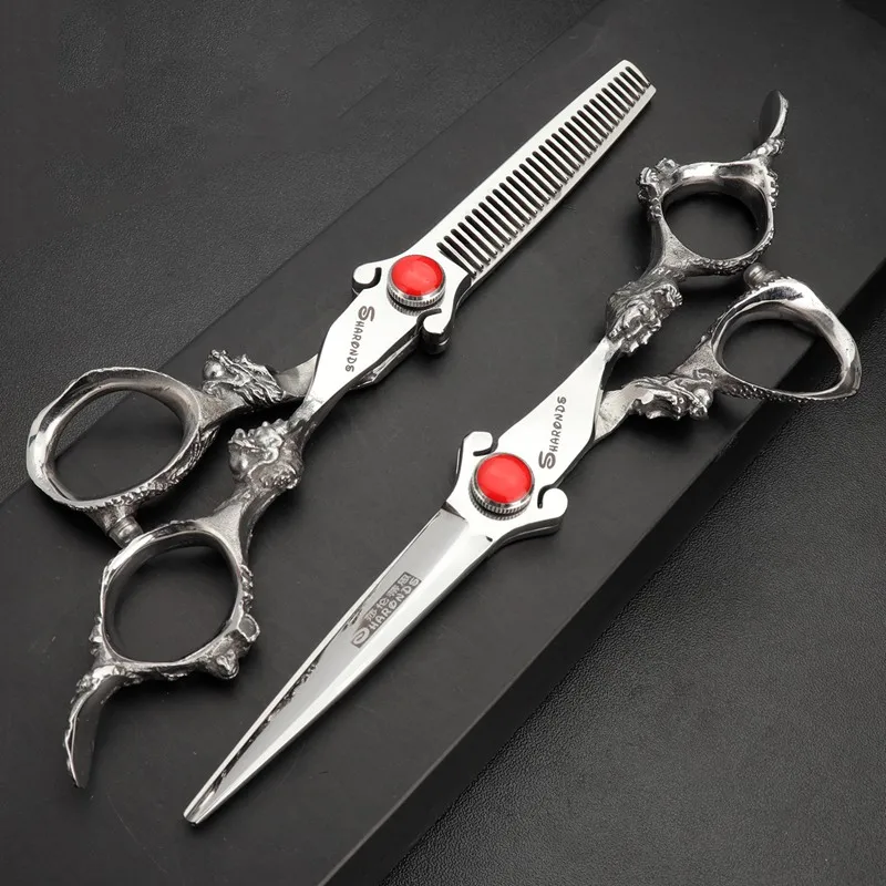 6inch 2pc Silver 5,5/6 дюймов Парикмахерские ножницы для волос профессиональные высококачественные Парикмахерские ножницы для стрижки волос Истончение 440c золото - Цвет: 6inch 2pc Silver