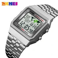 skmei led digital sports watches men stainless steel top brand luxury countdow time zone waterproof led electronic digital watch