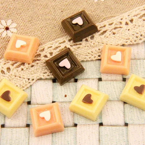 

10pcs/lot flat back resin chocolate with love biscuit Scrapbook Embellishment DIY Phone Decoration 13mm