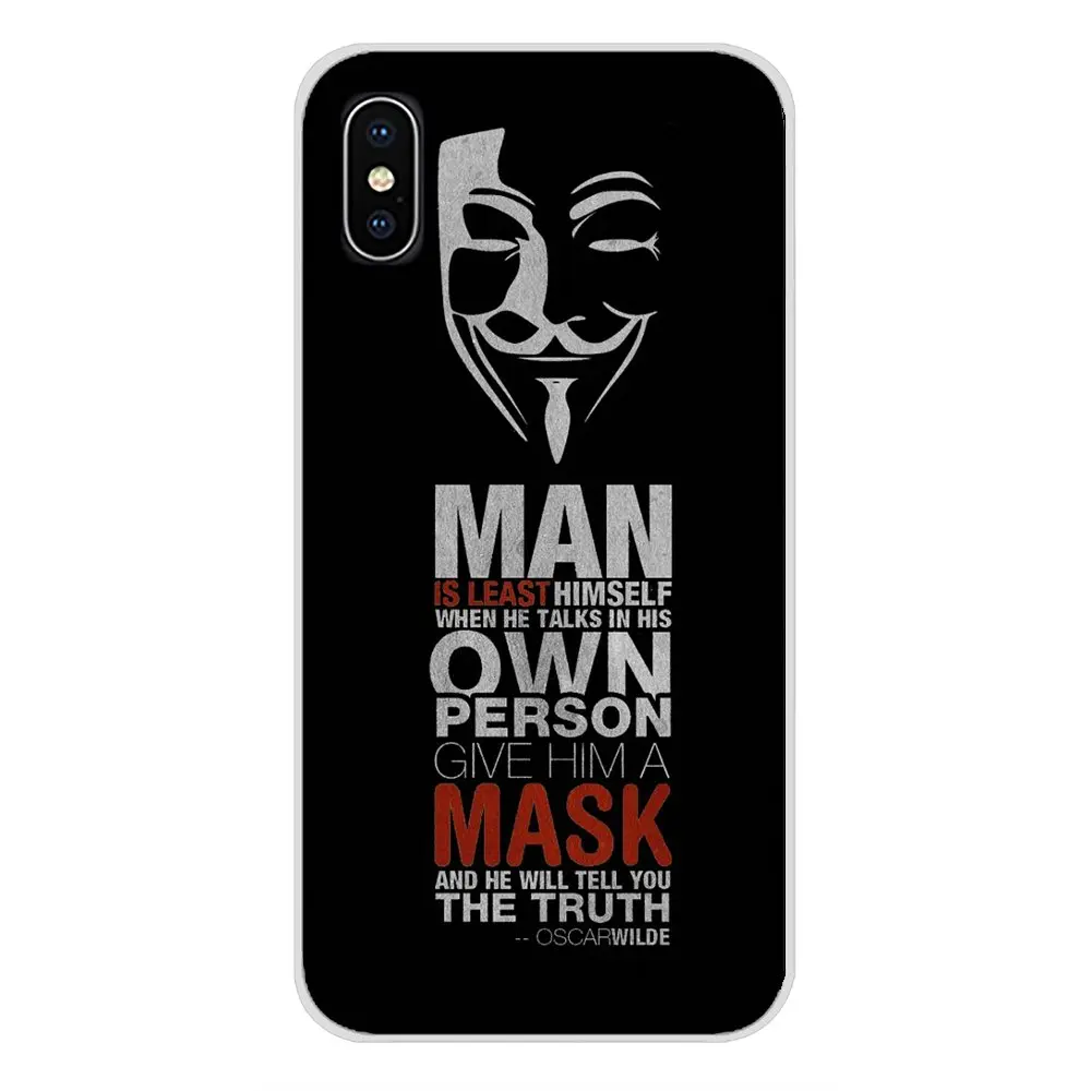 Для Samsung Galaxy S3 S4 S5 Mini S6 S7 Edge S8 S9 S10 Lite Plus Note 4 5 8 9 V для Vendetta Anonymous Mask TPU Прозрачный чехол