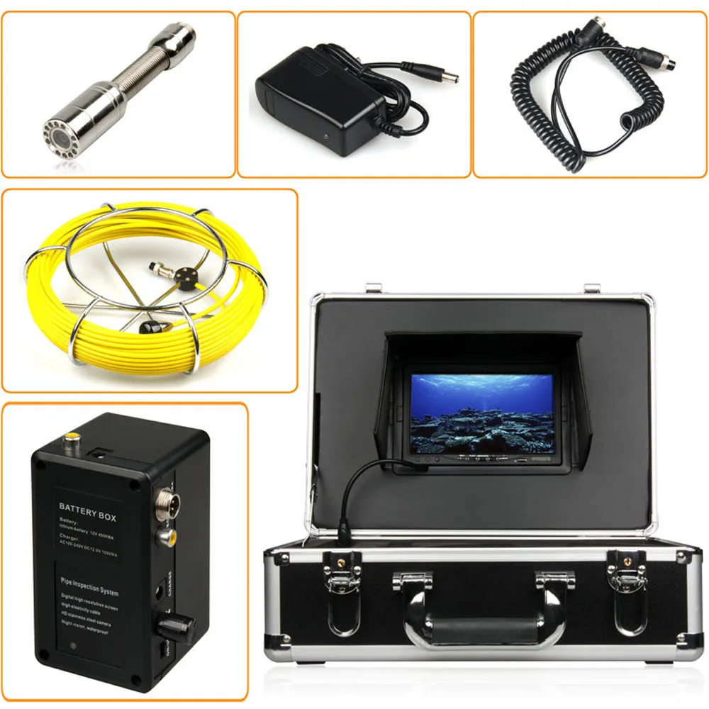 Камера для проверки канализационных труб водонепроницаемая 7 &quotLCD DVR 1200TVL камера
