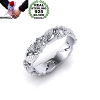omhxzj wholesale european fashion woman man party wedding gift white hollow flower leaves 925 sterling silver ring rr175