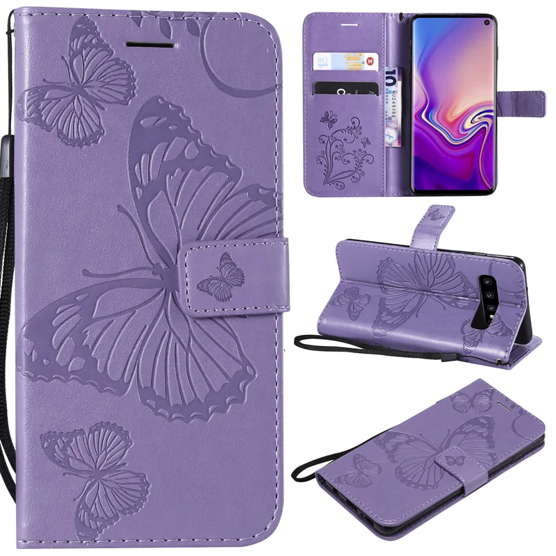 3D бабочка кожаный откидной Чехол-кошелек с подставкой для samsung Galaxy S10 S10e S6 S7 S8 S9 плюс край S5 S4 S3 Note 9 8 4 3 чехол для телефона чехол
