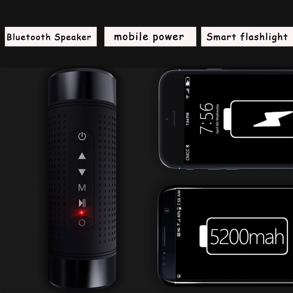 Беспроводной Bluetooth динамик фонарик мобильный Мощный сабвуфер Колонка звуковая