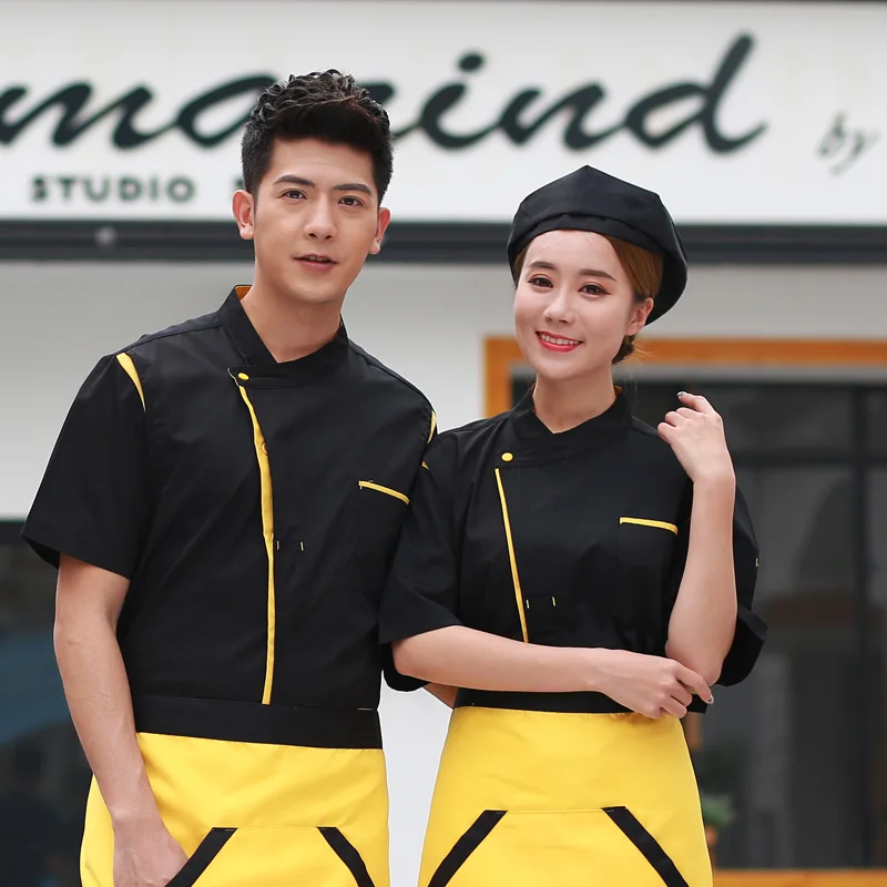 Мужская Летняя одежда шеф повара с коротким рукавом в стиле вестерн для