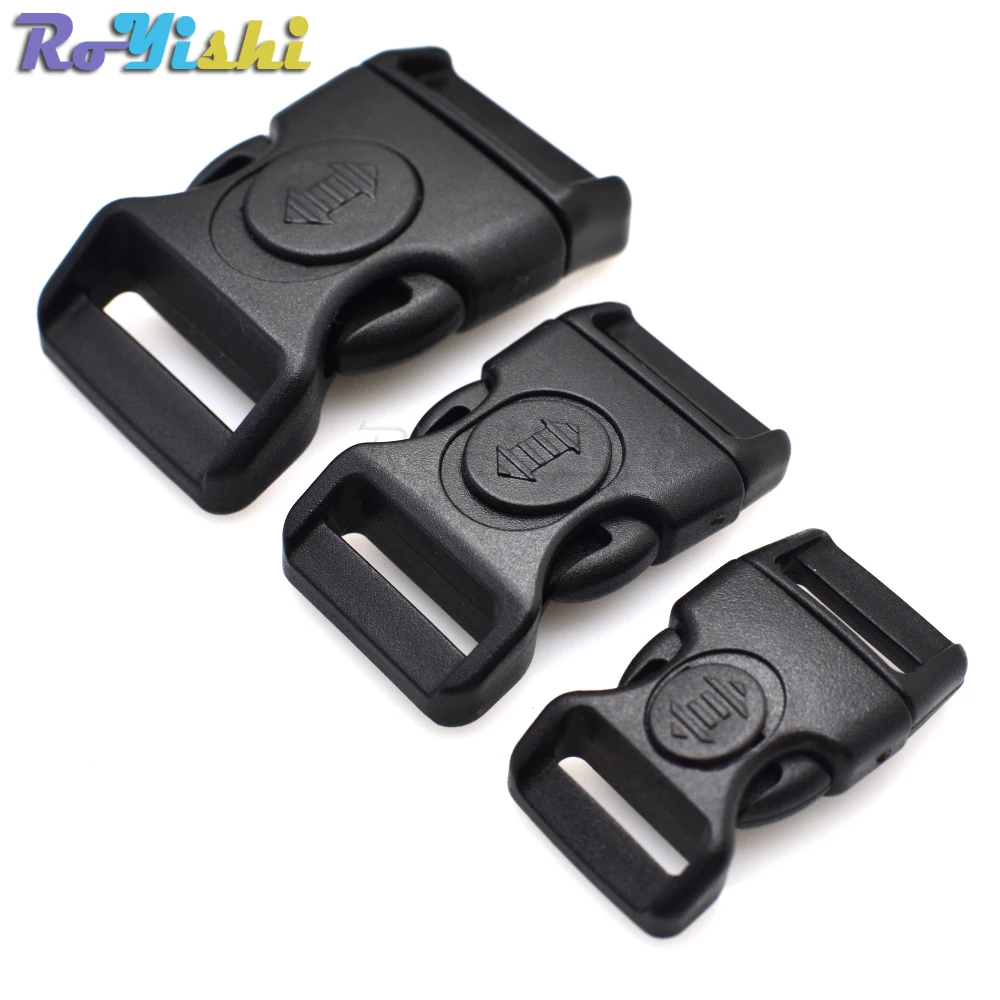 

15.8mm 20mm 25.6mm Plastic Black Curved Buckle w/Lock for Paracord Bracelet Side Release Buckles Bag & Case Accessory