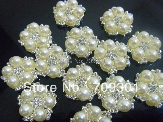 

Cheapest Price Brilliant Pearl Buttons With Rhinestone 22mm Silver Plating Garment Accessories Free Shipping