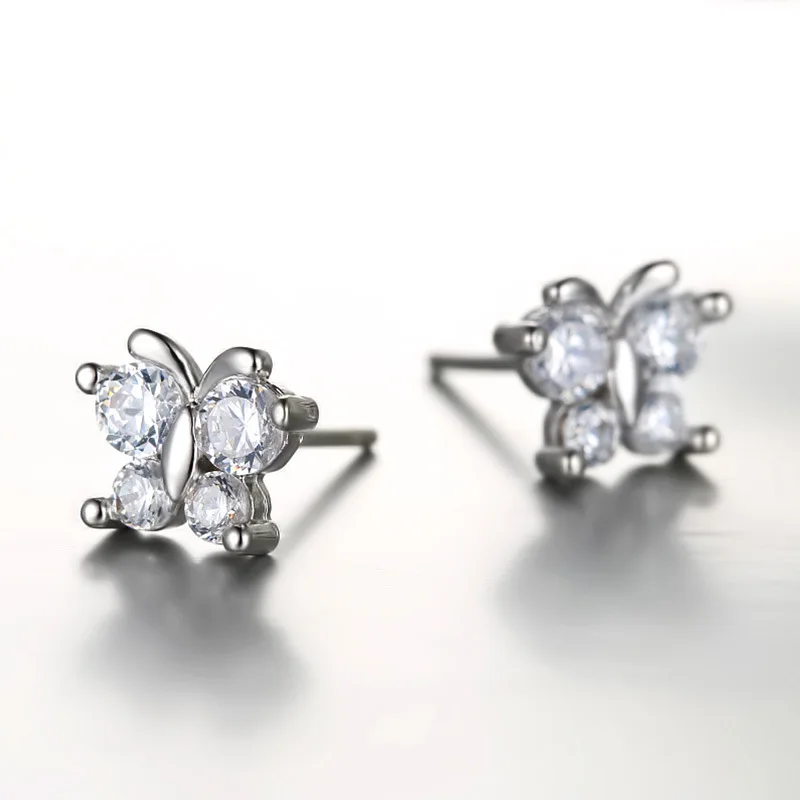 Женские серьги гвоздики из серебра 2017 пробы с фианитами|silver stud earrings|sterling silver