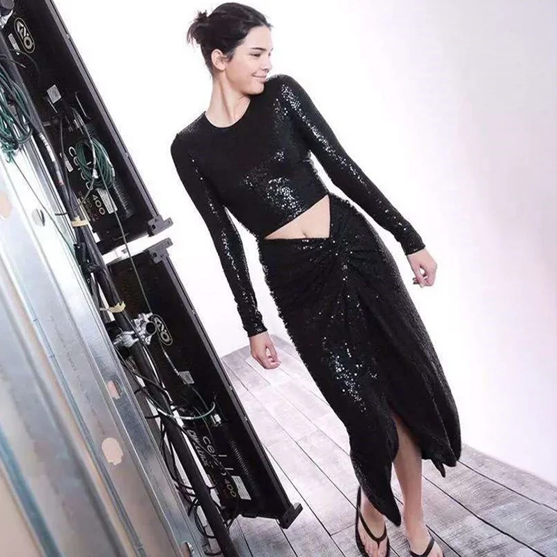 Комплект из двух предметов INDRESSME Женский пикантный Однотонный черный вечерний
