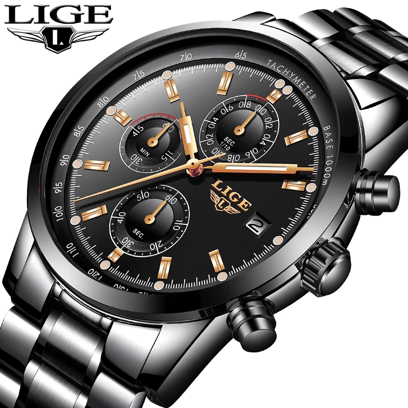 Мужские часы Relojes LIGE брендовые Роскошные Военные Спортивные Светящиеся Наручные