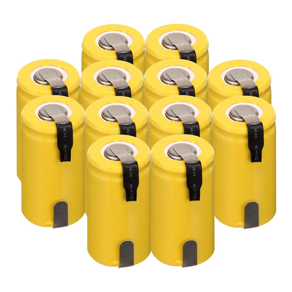 Anmas Power 10~20 PCS 1.2V 1300mAh NiCd Sub C SC Rechargeable Battery With Tab Yellow | Электроника