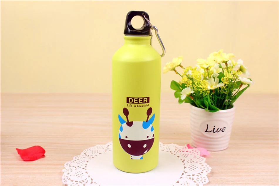 500 ML Cute Kids Drink Bottle Portable Stainless Steel Water Bottles Bpa Free For Kids Outdoor Travel With Hook Lid Sport Bottle