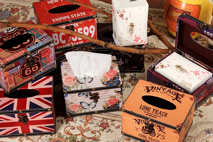 

European American Retro Landscape Napkin Tissue Box Home Living Room Restaurant Hotel Table Decoration