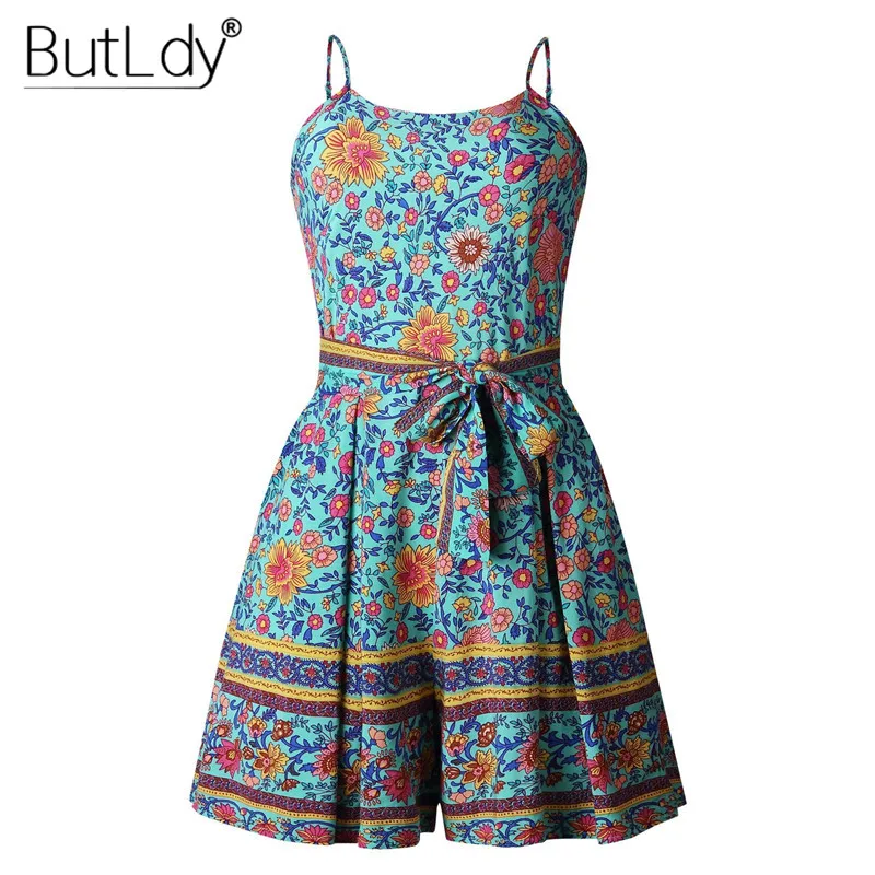

Floral Sexy Strap Playsuit Women Off Shoulder Short Wide Leg Jumpsuit 2019 Spring Summer Beach Bodysuit Vintage Backless Overall