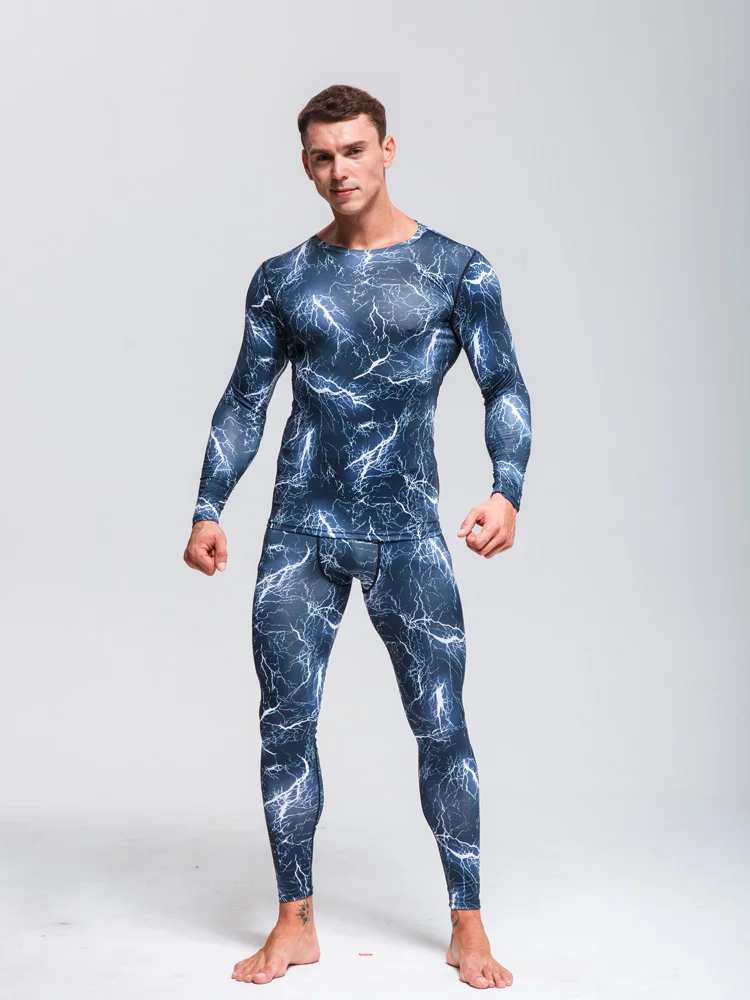 compression set 1 Велоспорт базовый слой мужской костюм Велосипедное Нижнее белье Мужская одежда для бега быстросохнущая Влагоотводящая спортивная одежда Камуфляжный спортивный костюм для мужчин - Цвет: compression set 1