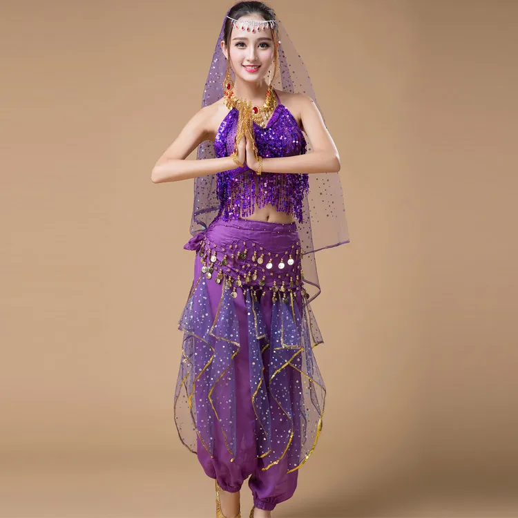 Женский костюм для танца живота индийский 4 шт. | Тематическая одежда и униформа