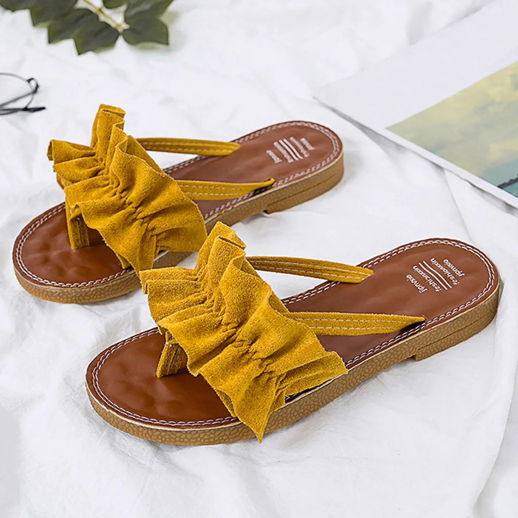 Rome women sandals flat jelly shoes bow V flip flops stud beach shoes summer rivets slippers Thong sandals nude#YJG