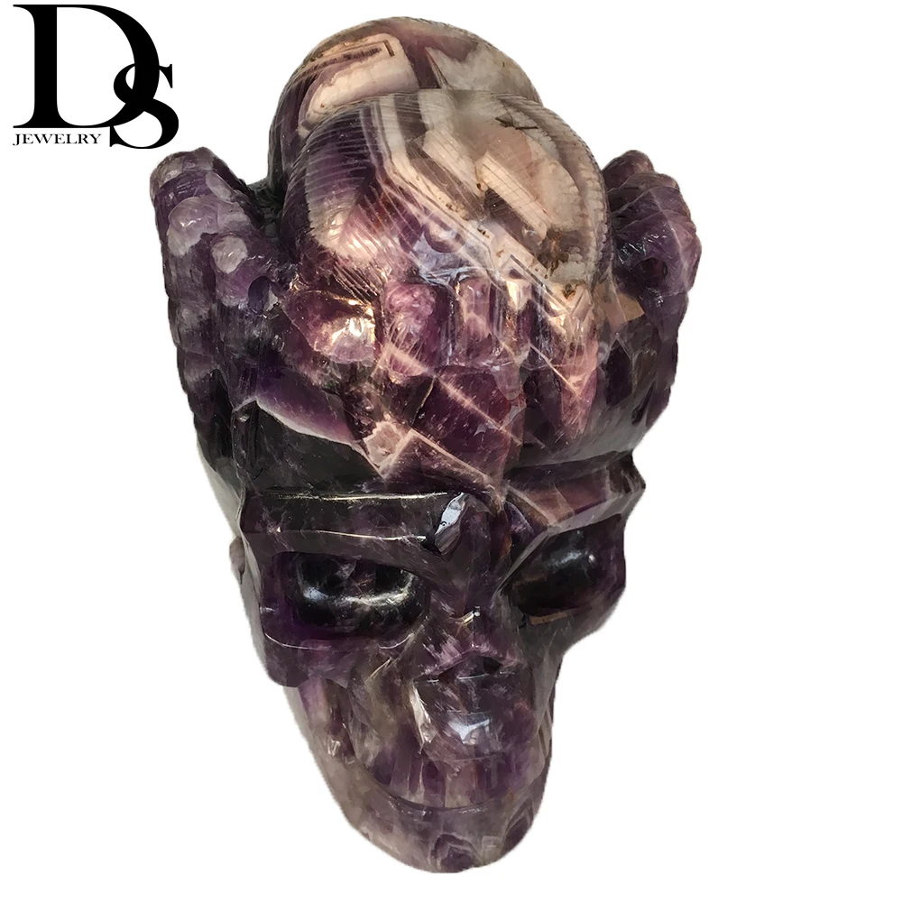 

2450g Dream Amethyst Skull Spider Figurine Hand-Carved Devil Quartz Crystal Skull Healing Crystal Stone Home Decoration