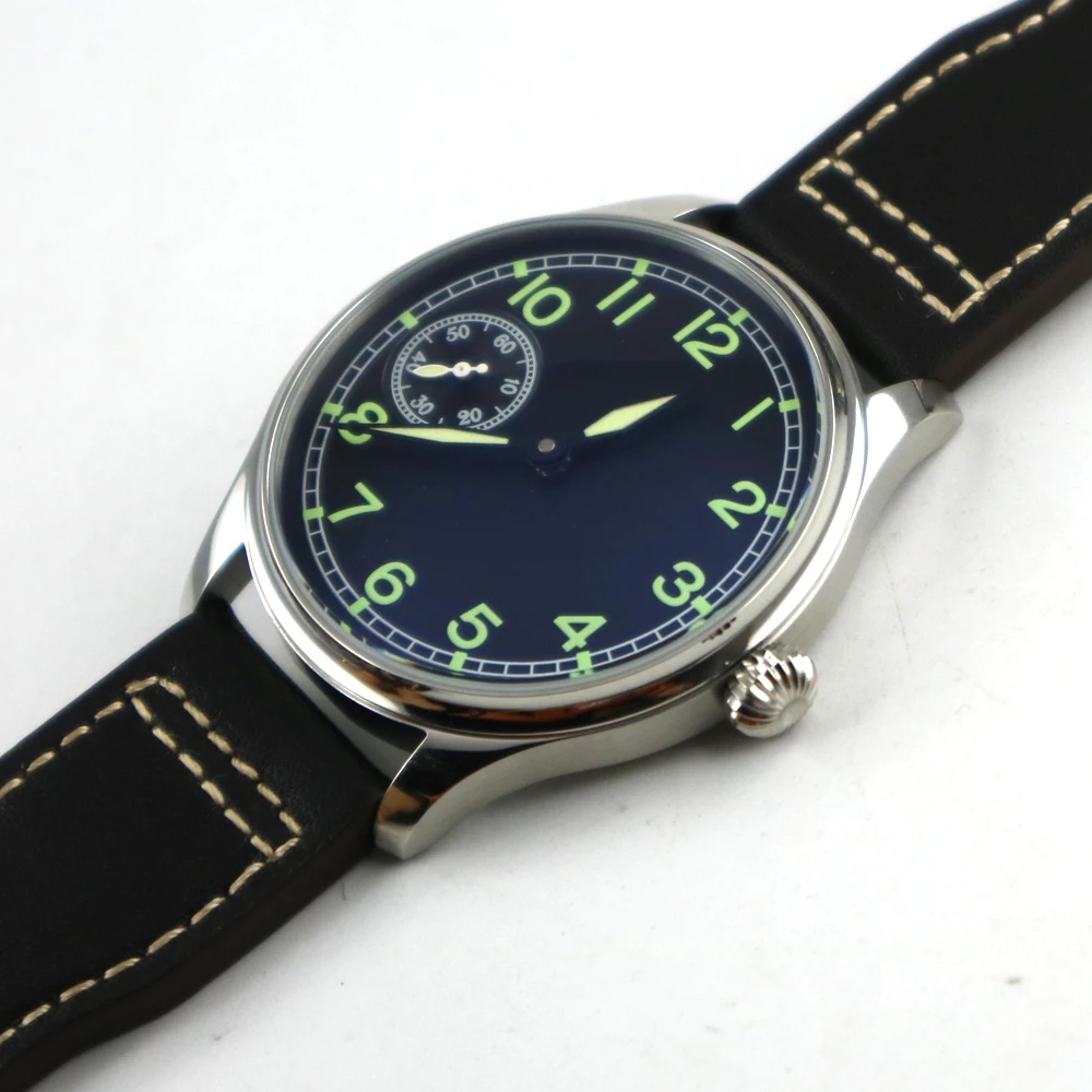 Мужские часы с кожаным ремешком 44 мм черным циферблатом 6497|Мужские механические