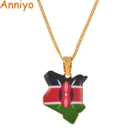 anniyo map of kenya flag enamel pendant necklaces jewellery gold color african country map jewelry kenyans map gift 167106
