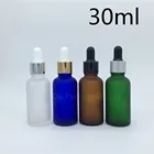 Дорожная бутылка 10 шт 30 мл Янтарный зеленый синий прозрачный матовый стеклянный флакон эфирного масла, 30cc стеклянный флакон капельницы духов