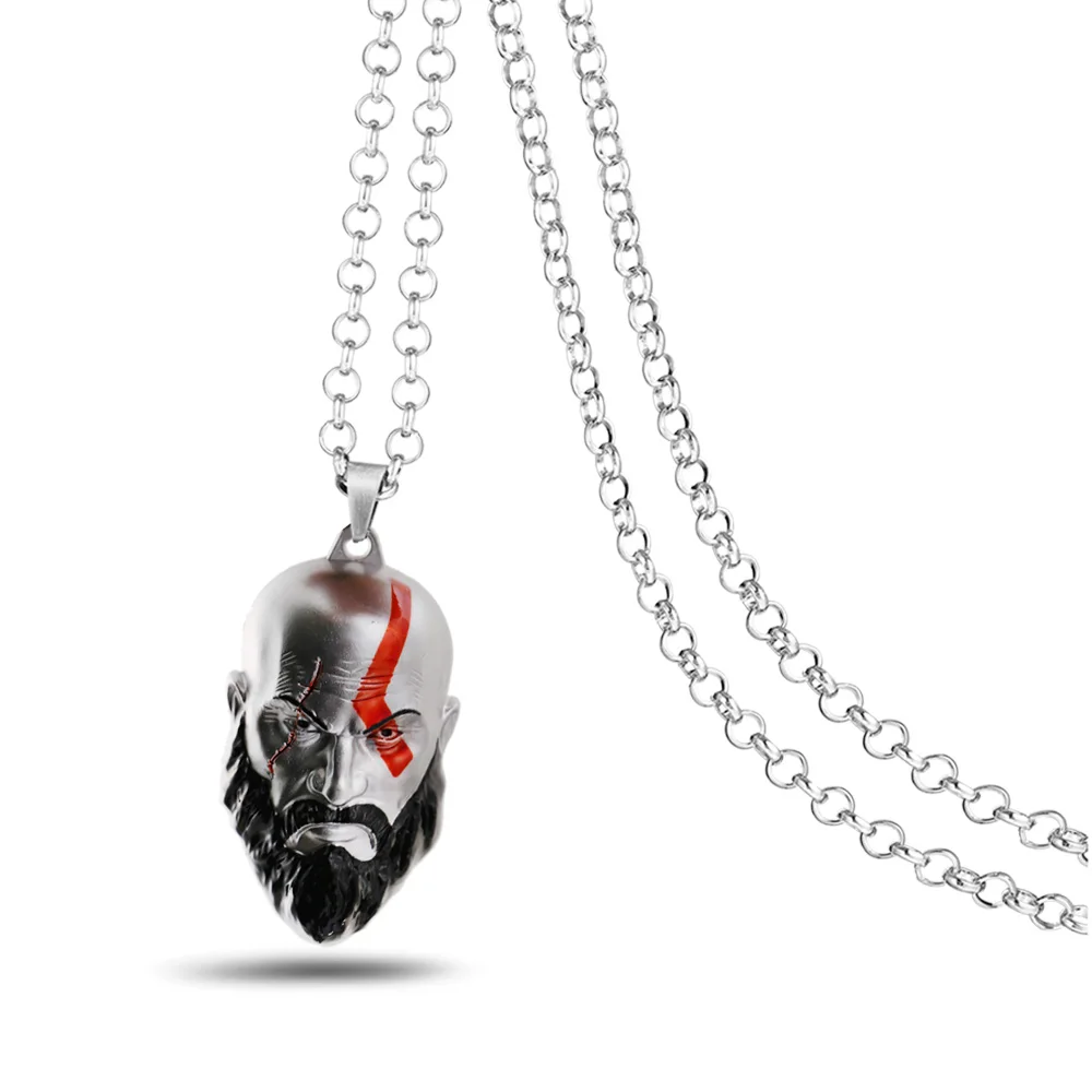 

God of War Metal Necklace 3D Kratos Cool Pendant Fashion Link Chain Charm Gifts Game Jewelry