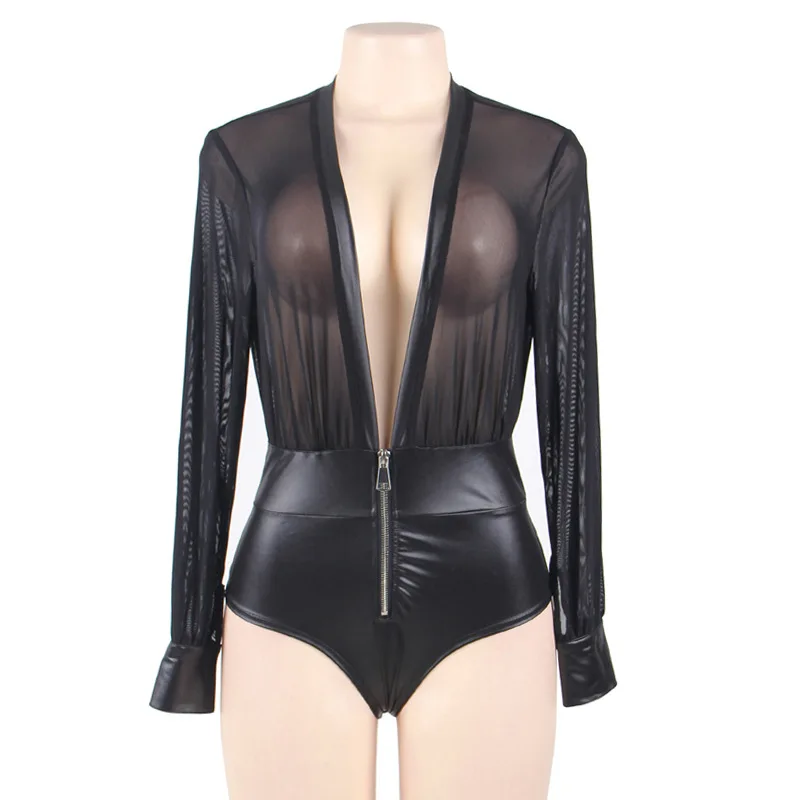 2018 модное женское сексуальное нижнее белье m/3xl/5xl с длинным рукавом кожаный