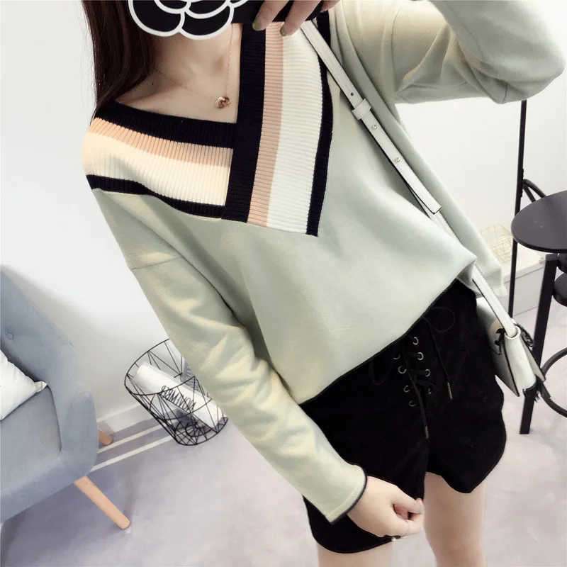 Новинка 2017 крест v-образным вырезом пуловер свитер женский зима | Женская одежда