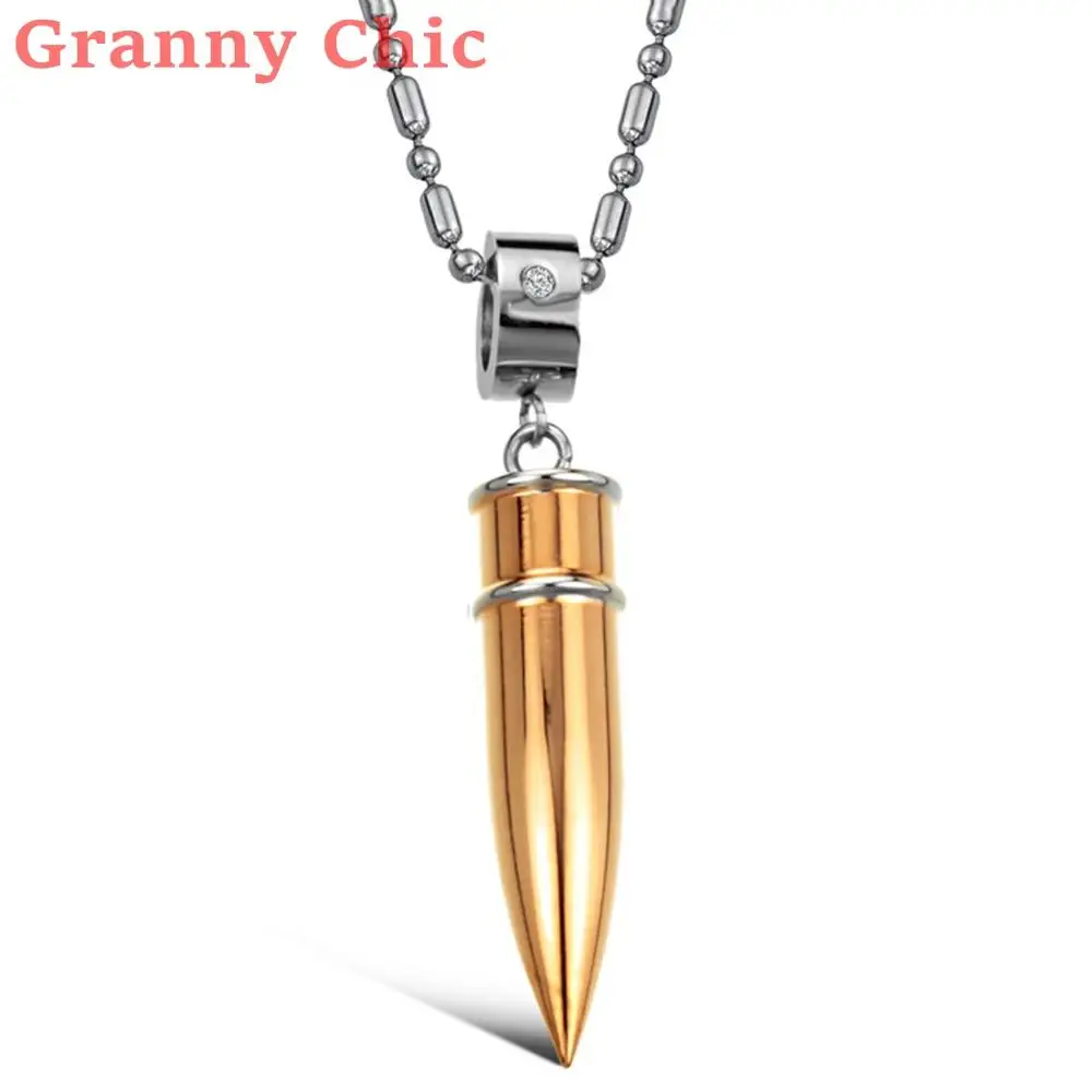 Rose Gold Женское шикарное серебряное черное розовое мужское ожерелье с пулями в стиле хип-хоп ювелирные изделия из нержавеющей стали кулон ожерелье s Новая Мода Ювелирная цепочка - Окраска металла: Rose Gold