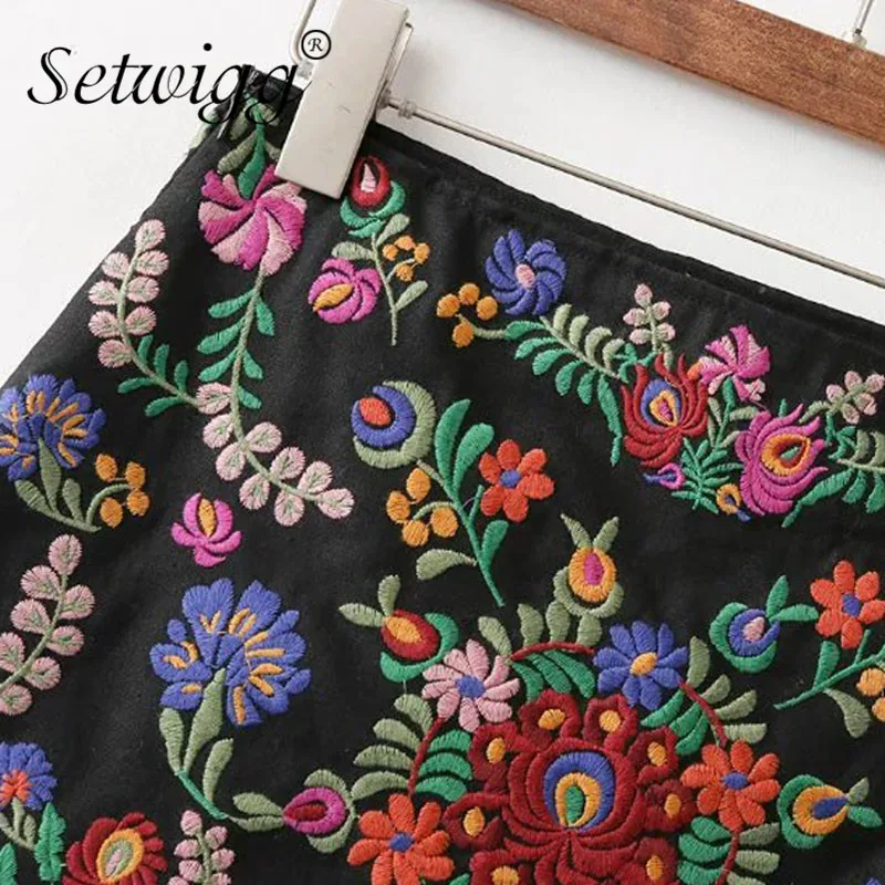 SETWIGG/Осенняя короткая юбка трапециевидной формы в стиле ретро с цветочной