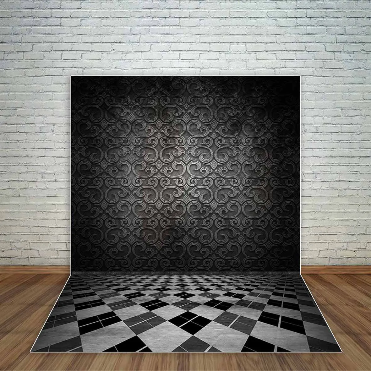 Allenjoy фотографический фон Состаренный черный серый решетчатый мозаичный пол