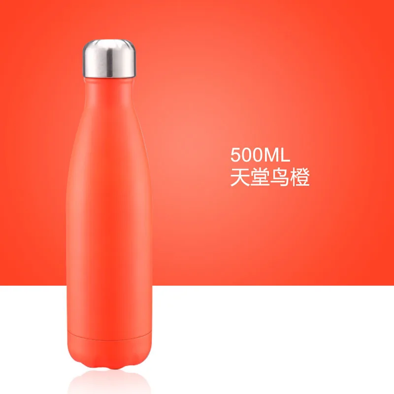 Bird Orange 500 мл термо-бутылка из нержавеющей стали, Термокружка для холодной воды, для занятий спортом на открытом воздухе, бутылки для воды, чайник для питья, термос - Цвет: Bird Orange