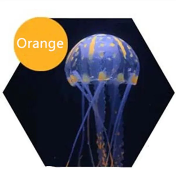 Orange S/M/L светящийся эффект искусственная Медуза аквариум светящаяся силиконовая Медуза орнамент украшение для аквариума - Цвет: Orange
