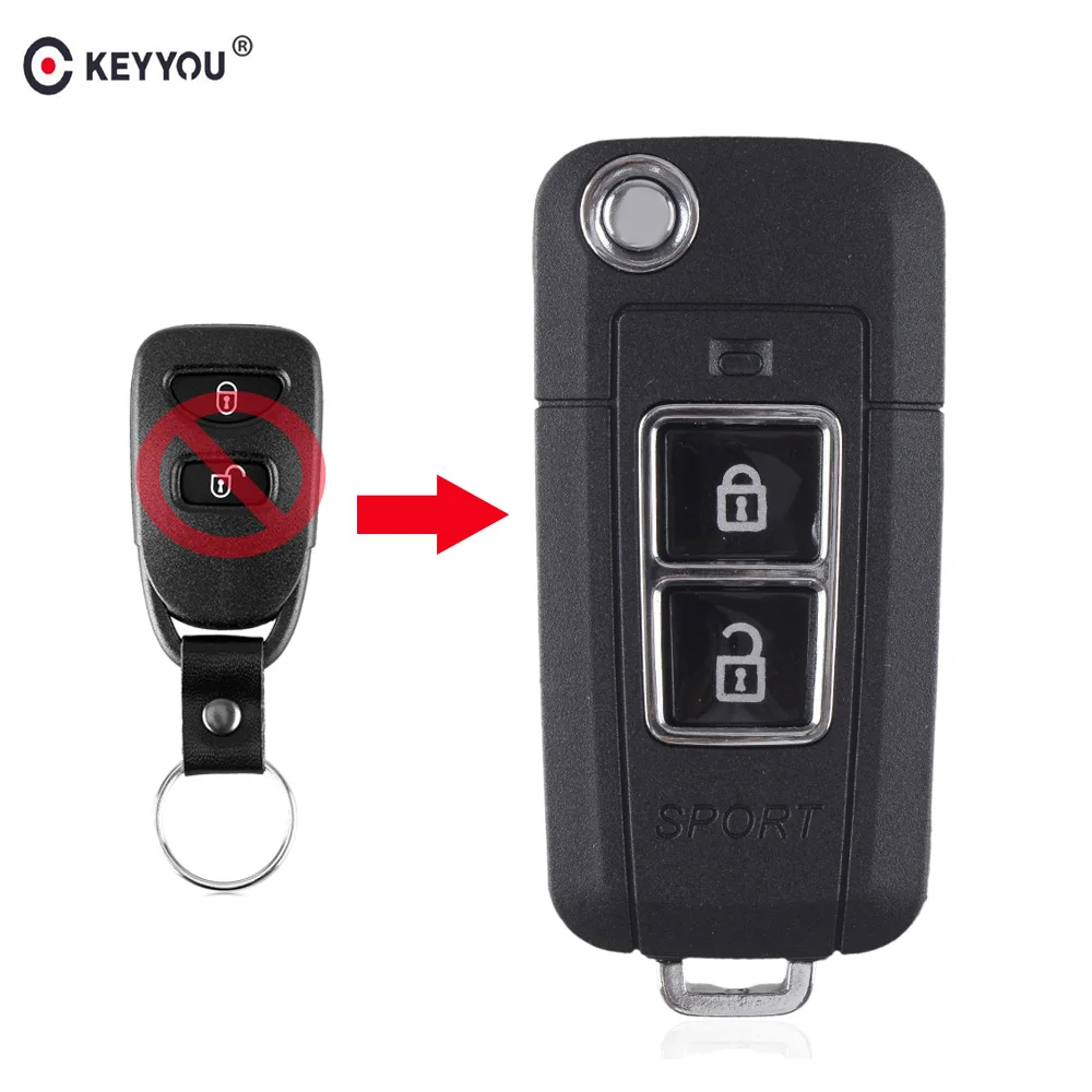 KEYYOU Новая модификация оболочки ключа для Hyundai Tucson Elantra Santa Fe Accent 2005 2009 2 кнопки