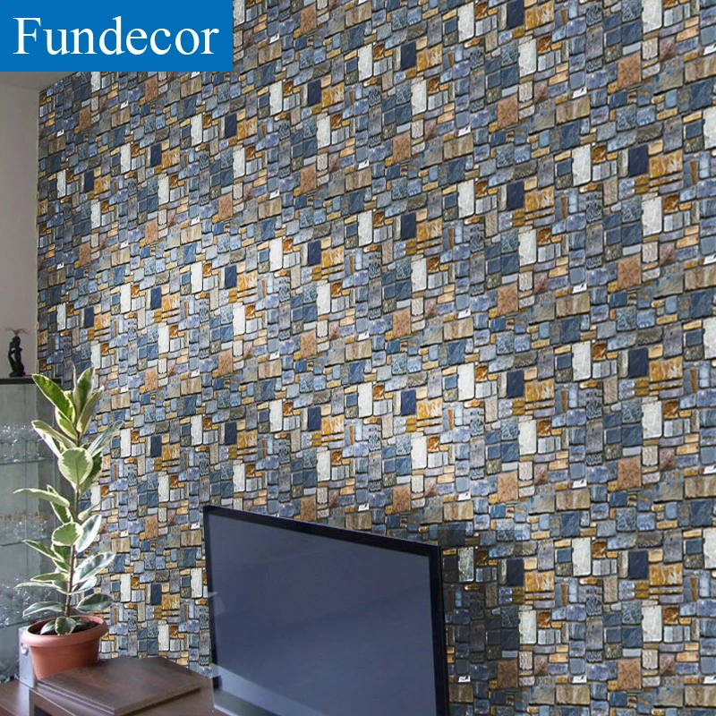 [Fundecoration] серые каменные кирпичные обои самоклеющиеся для гостиной детской
