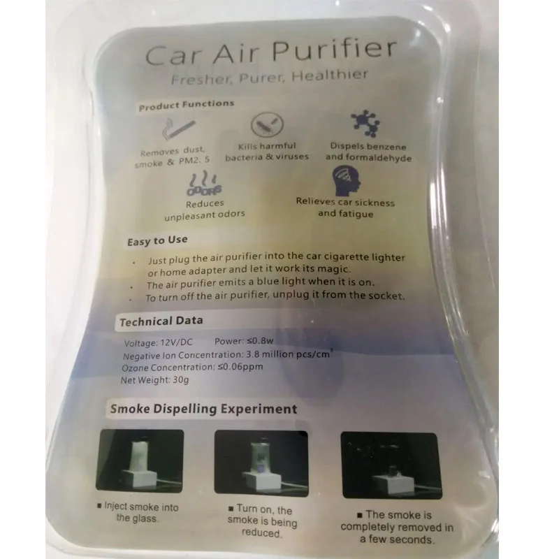 Мини освежитель воздуха для автомобиля автомобильный очиститель Анионный
