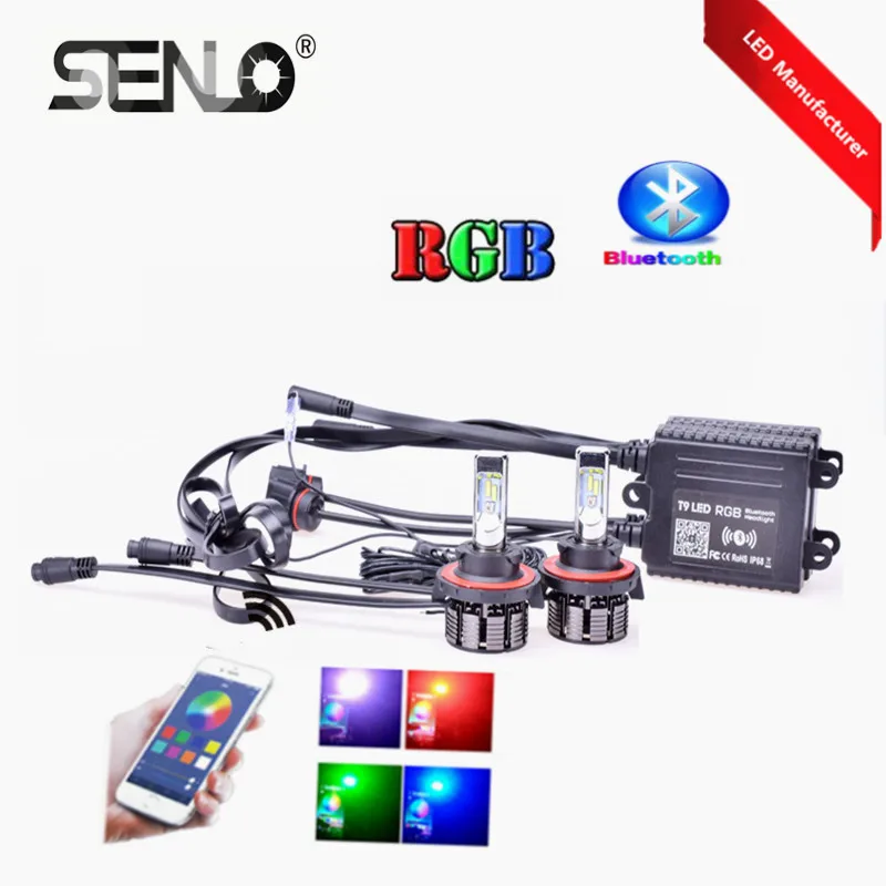 H7 светодиодный лампы для передних фар высокое Мощность H4 автомобиля RGB контроллер приложение Bluetooth H8 H11 HB3 hb4 5202 H16 5000LM автомобилей головной свет лампы