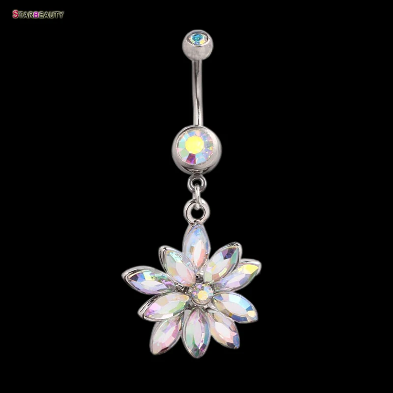 Новое поступление 2017 пирсинг для пупка с опалом и цветком серьги 14 г пикантное