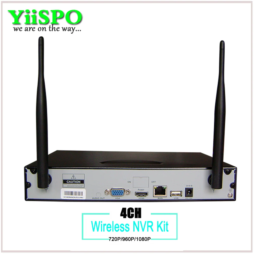 Камера видеонаблюдения YiiSPO 4 канала беспроводная NVR 720P IP Wi-Fi с защитой от непогоды