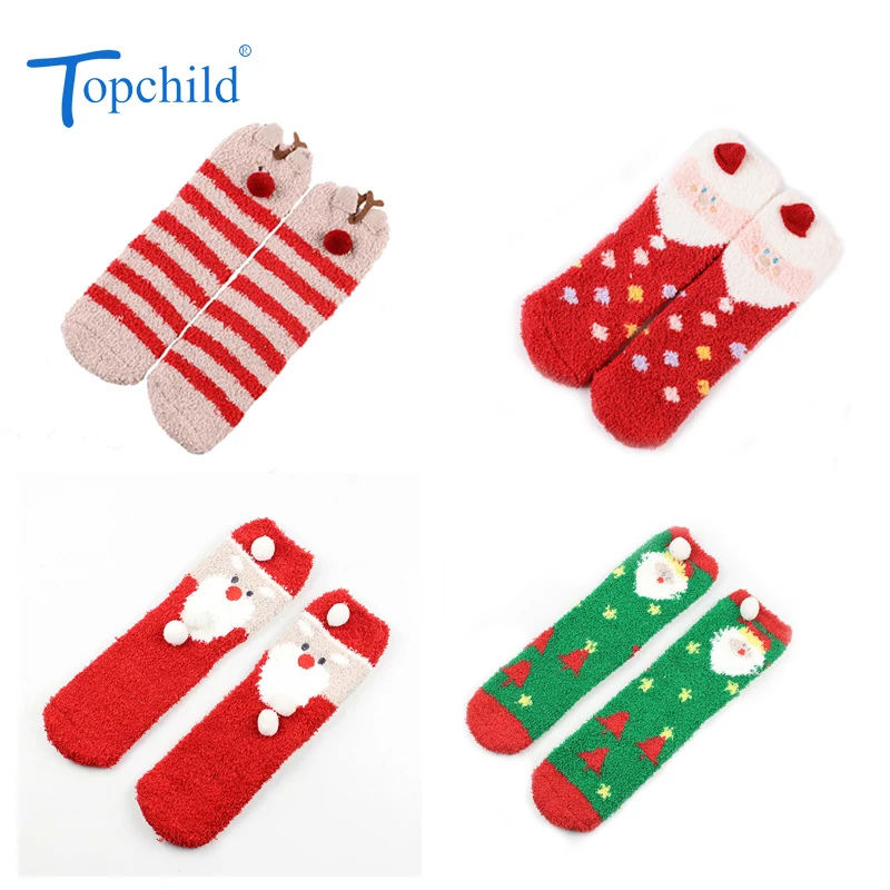 Topchild Рождество коралловый флис Носки зимние толстые теплые носки каждодневные