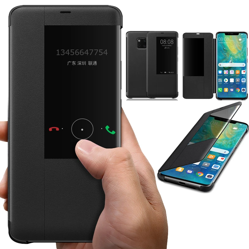 Смарт-чехол с окошком для экрана кожаный флип чехол для huawei P30 P30 Pro P20 P10 Коврики 20 Коврики 10 Nova 3 3I Honor 8X Y6 чехол для телефона чехол